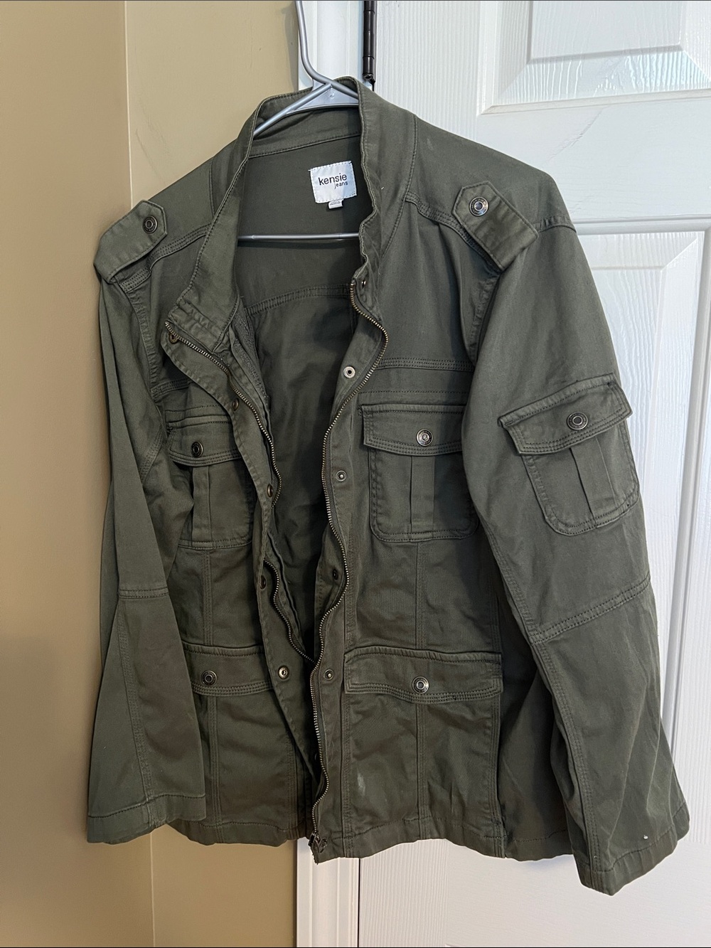 kensie women’s Military-Style Field Jacket in Olive